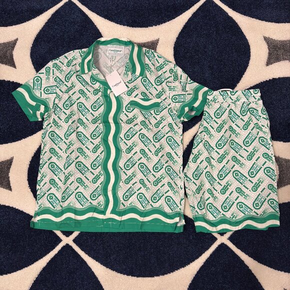 Casablanca Other - Casablanca Green and White Shirt and Shorts Set Mens Large